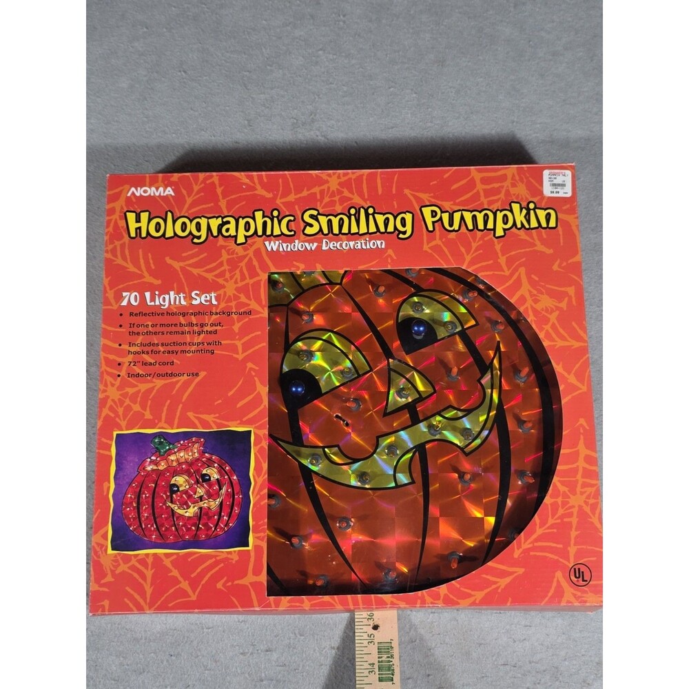 VTG Noma Holographic Pumpkin Window Decoration 70 Lights Tested Works Halloween